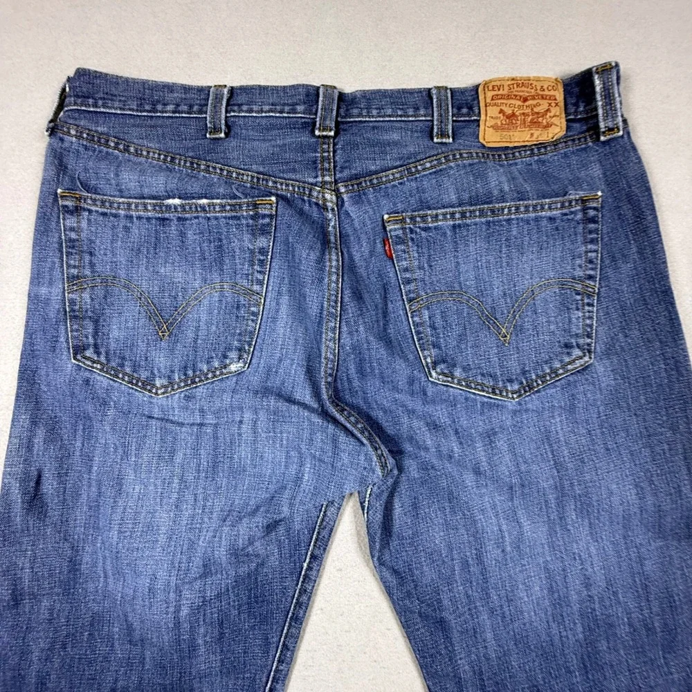 Levis 501 Original Fit Straight Leg Blue Denim Jeans Mens 38x32
